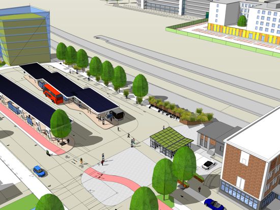 Simulation des neuen Busbahnhofs Bruchsal