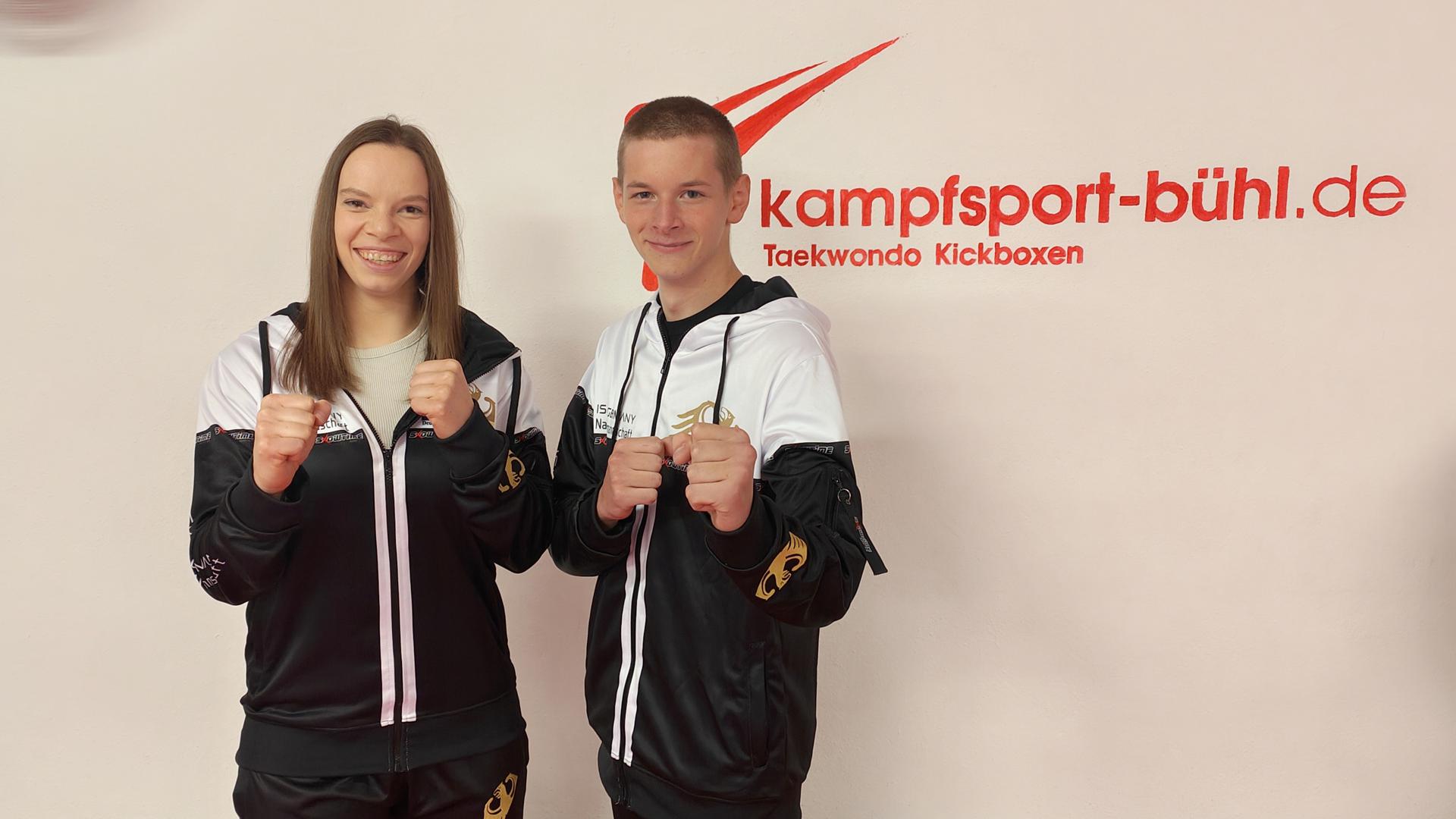 Kickboxer Jenny Dahlström und Luka Radic vom Kampfsportteam Bühl-Rastatt