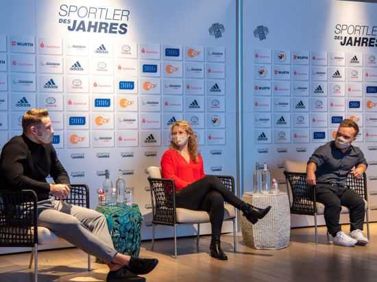 Vorab-Pressekonferenz Sportler des Jahres 2020: Johannes Vetter (von links), Laura Siegemund und Niko Kappel.