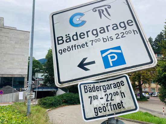 Die Einfahrt zur Bädergarage in Baden-Baden. 