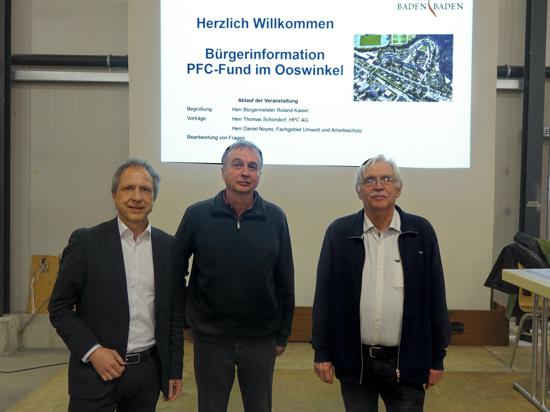 Bürgermeister Roland Kaiser, Geoökologe Thomas Schöndorf und Rudolf Teichmann vom Fachgebiet Umwelt