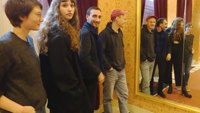 Dramaturgin Miriam Fehlker, Bühnenbildnerin Tania Maderner, Regisseur Damian Popp und Sounddesigner Jonas Schilling (von links) sind gespannt, wie das Jelinek-Stück auf das Baden-Badener Publikum wirken wird.