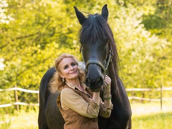 Sanfte Riesen: Beate Schöbe bietet mit ihren Friesen pferdegestützte Therapie an. Nun ist sie dringend auf der Suche nach einem neuen Grundstück.