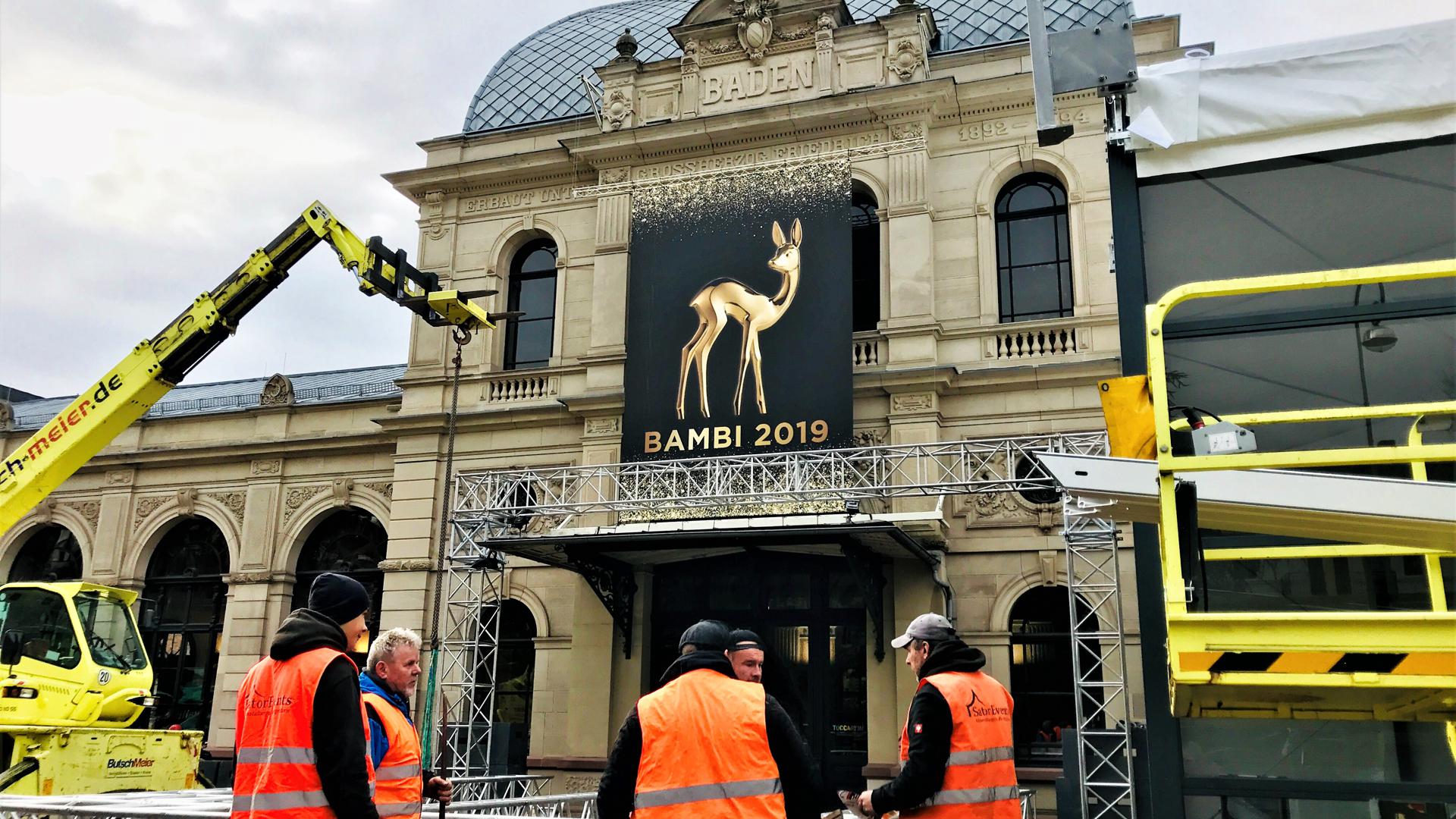 In Baden-Baden hat der Aufbau für die Bambi-Gala am 21. November im Festspielhaus begonnen.