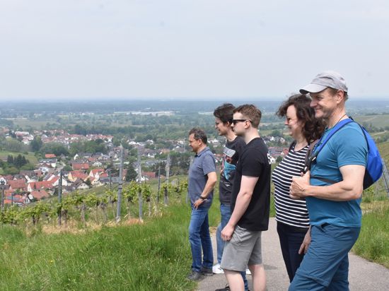 Im Baden-Badener Rebland genießen viele Besucher am Wochenende die schöne Aussicht in die Oberrheinebene. 