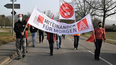 Demonstration von Angestellten von Schaeffler in Bühl