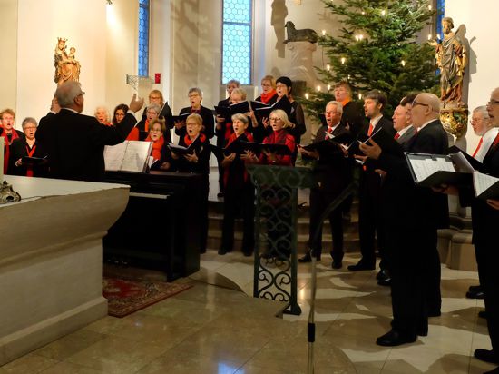 Sängerinnen und Sänger des Chors Pro Vokal der Chorgemeinschaft Harmonie Bühl beim Abschluss der Vorweihnachtlichen Sängerfahrt im Kloster Maria Hilf