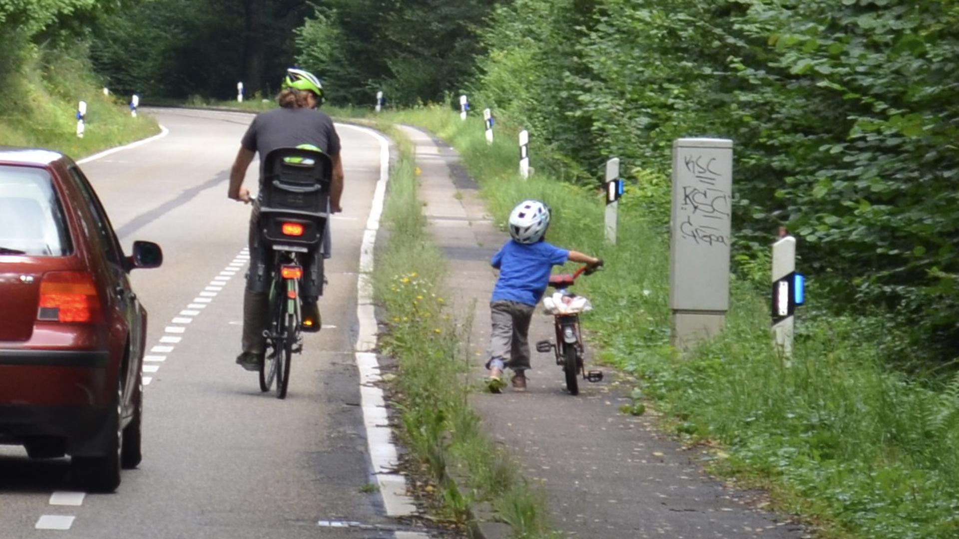 Wird verhältnismäßig wenig genutzt: Der Schutzstreifen für Radfahrer auf der K3705 von Ottenau nach Sulzbach soll mehr Sicherheit bringen.