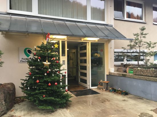 Eingangsbereich Fischerhaus Michelbach mit Weihnachtsbaum 