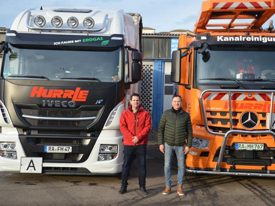 Ingo und Ferdinand Hurrle aus Gaggenau mit einem CNG-Erdgasfahrzeug und einem Diesel-Truck.