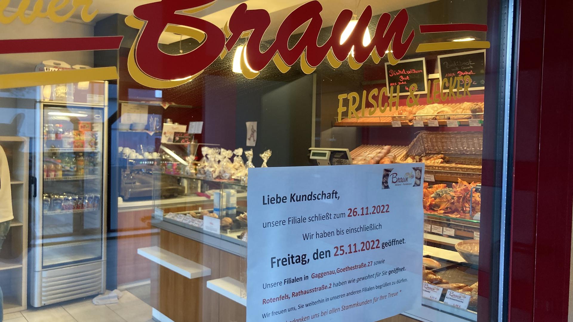 Bäckerei Braun, Filialschließung