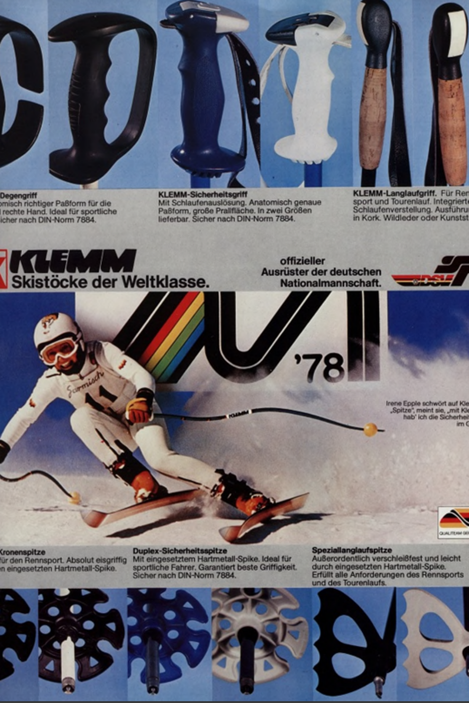 Klemm Werbung in Farbe zur Ski WM 78.