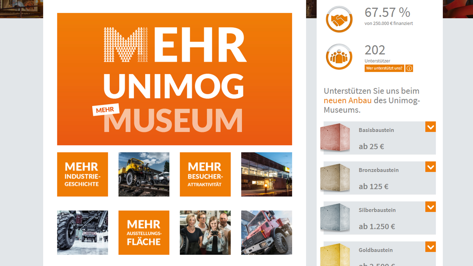 Auch auf der Homepage des Unimog-Museums kann gespendet werden. Dort gibt es zudem eine Liste der Spender.