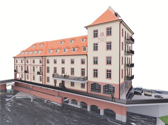 Eine digitale Visualisierung der künftigen Brückenmühle in Gernsbach. 