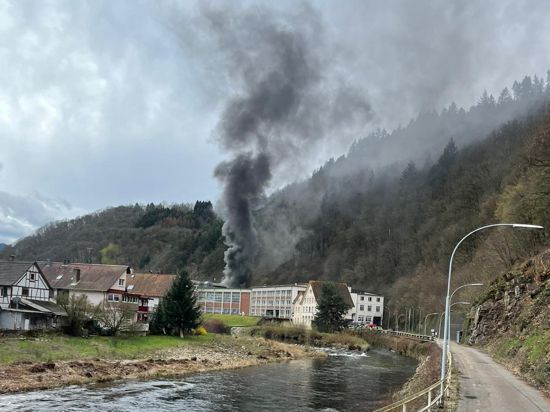 Rauchsäule: Ein Großaufgebot an Rettungskräften rückt am Freitag in die Fabrikstraße nach Obertsrot aus.