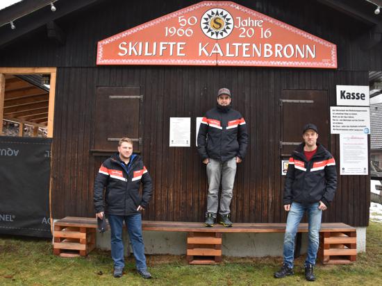 Sven Schlegel, Marc Bopp und Jens Kleinert (von links) am Skilift Kaltenbronn 