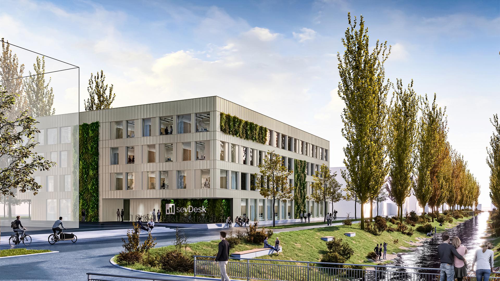 Projektion: So wird das neue Sevdesk-Gebäude in Offenburg aussehen. Der Einzug ist für Herbst 2023 geplant.