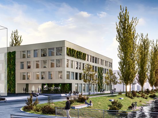 Projektion: So wird das neue Sevdesk-Gebäude in Offenburg aussehen. Der Einzug ist für Herbst 2023 geplant.