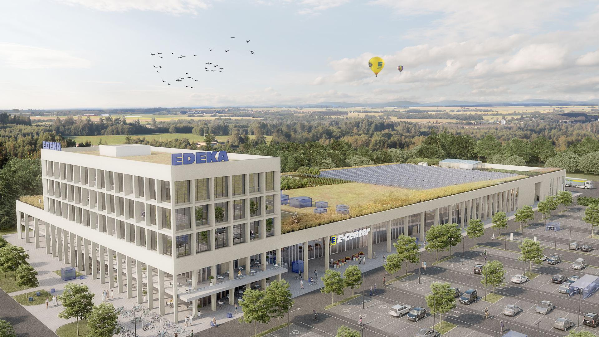 Außenansicht des geplanten Neubaus des E-Centers Offenburg