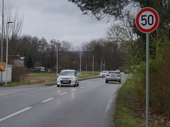 Eine Straße mit einem Tempo-50-Schild.