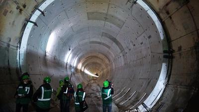 Blick in die neue Tunnelröhre des Rastatter Bahntunnels.