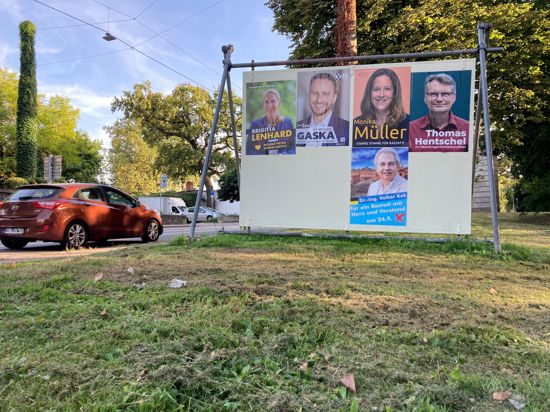 Wahlplakate für den OB-Wahlkampf in Rastatt.