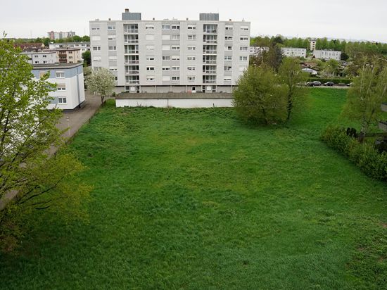    Eine Grünfläche zwischen Häusern              