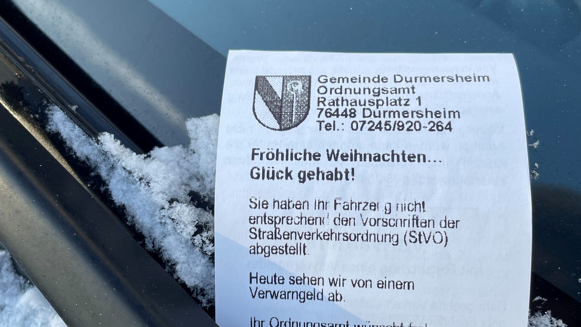 Überraschung an der Heckscheibe: Normalerweise werden in Durmersheim die Parkzeit überschreitet, muss normalerweise 15 Euro zahlen.
