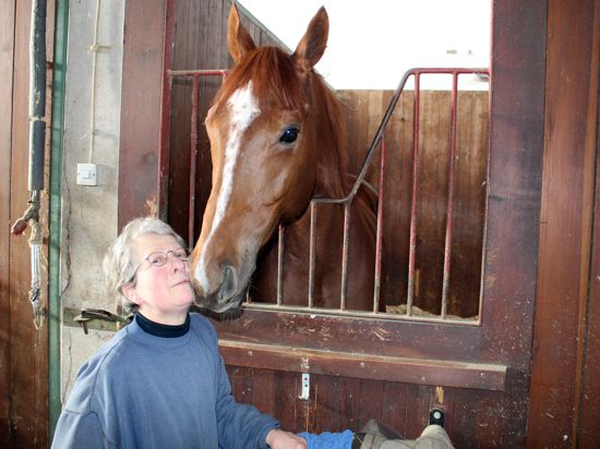 Karin Dietrich steht an einer Pferdebox.