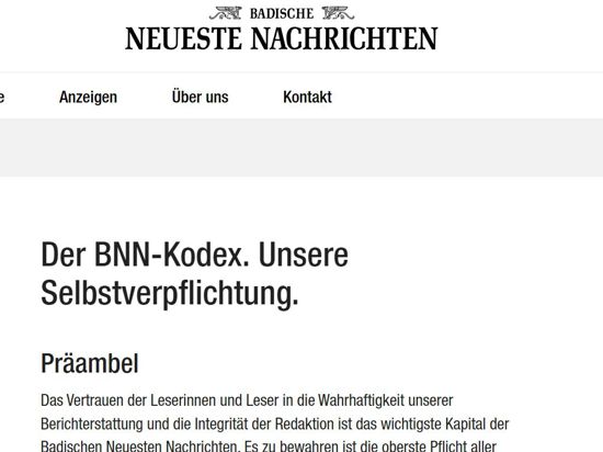 Der Screenshot einer Unterseite von bnn.de