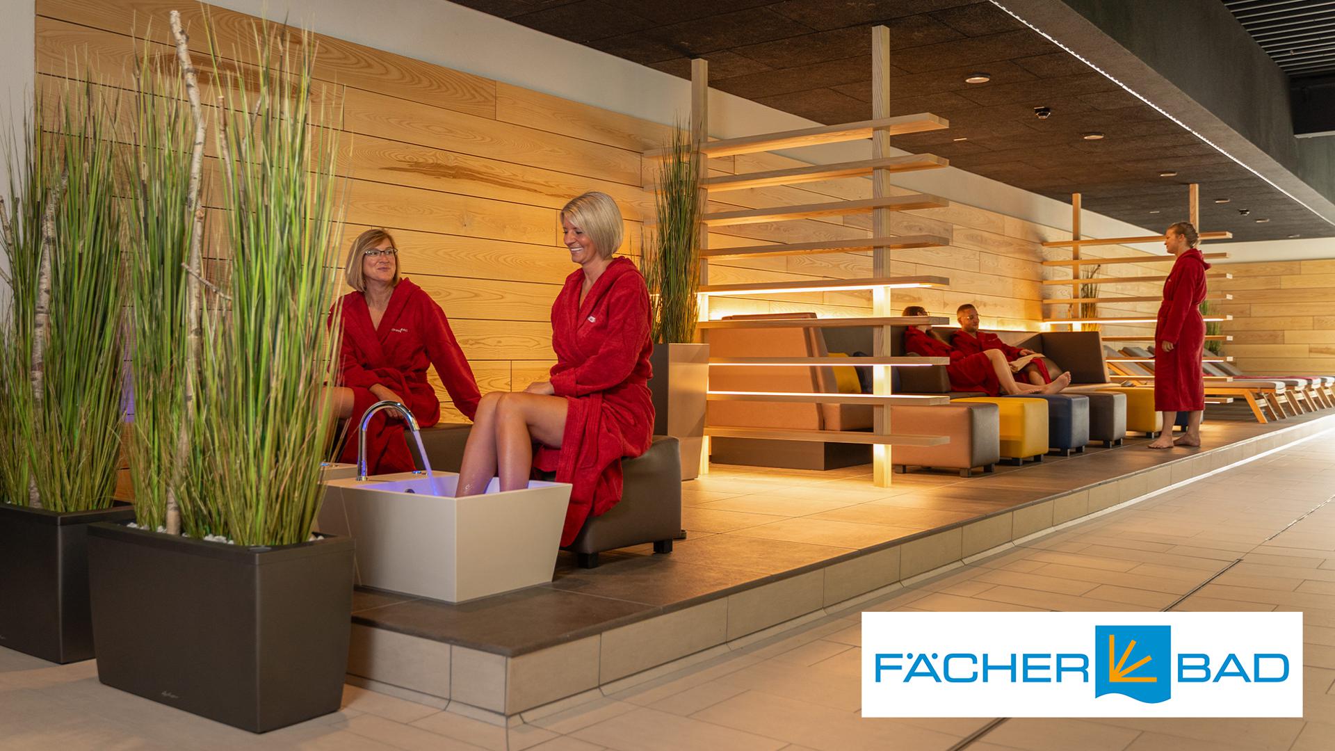 Entspannen in der komplett neu gestalteten Saunalandschaft des Fächerbads in Karlsruhe