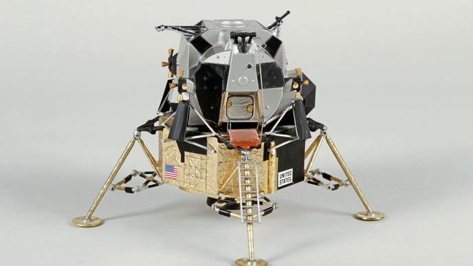 Modell der Apollo-11-Mondlandefähre, um 1969, im Maßstab 1:48.