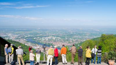 Königstuhl, Blick über Heidelberg in die Rheinebene
