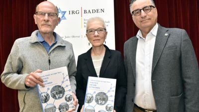 Buchvorstellung IRG Baden, Retter und Gerettet in Gurs; Gerhard und Brigitte Brändle - mit Rami Suliman, dem Vorsitzenden des Oberrats der Badischen Juden. 
