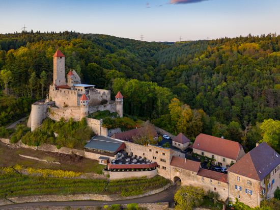 Luftbild von Burg Hornberg