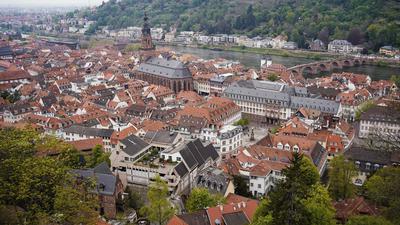 Blick auf die Innenstadt von Heidelberg. 