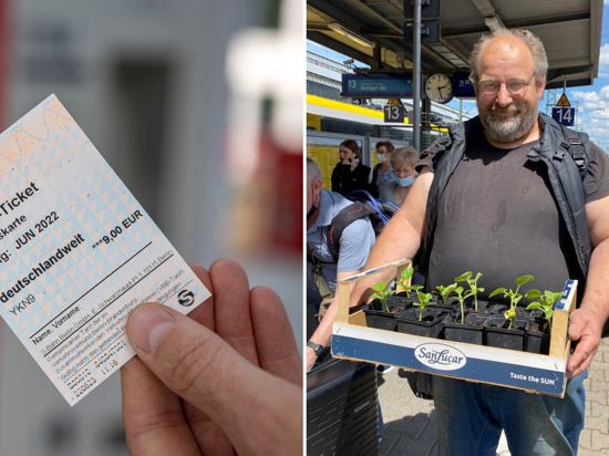 Der 50- Jährige Ottmar Schmidt fährt mit dem 9-Euro-Ticket durch Baden-Württemberg. Er holt Pflanzensetzlinge von eBay Kleinanzeigen Angeboten ab.