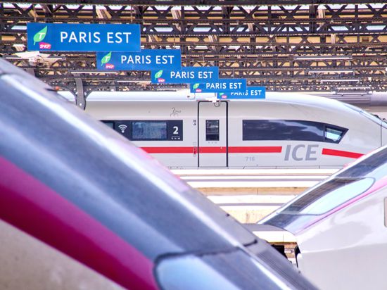 TGV- und ICE- Züge im Pariser Bahnhof Gare de L’Est.