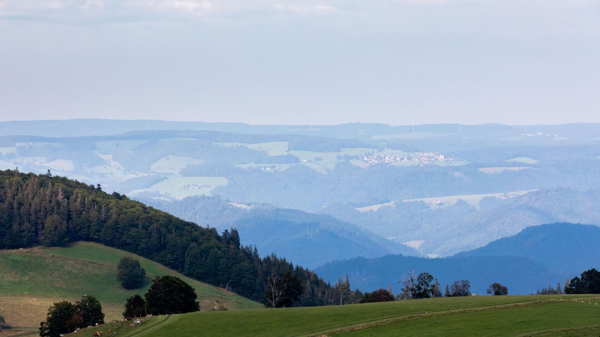 Die Hänge des Schwarzwald sind von einem Höhenzug des Schauinsland aus zu sehen.