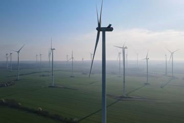 Windenergieanlagen im Windpark „Odervorland“ im Landkreis Oder-Spree.