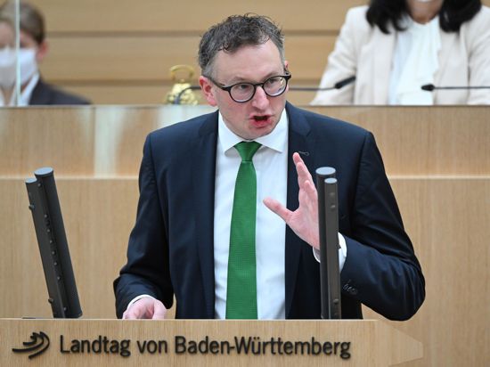 Grünen-Fraktionschef Andreas Schwarz spricht im Landtag von Baden-Württemberg.