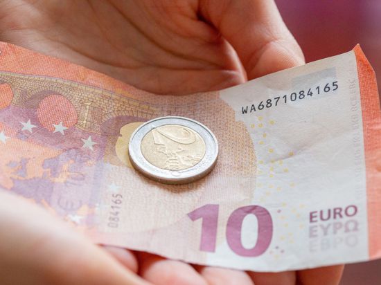 Eine Person hält 12 Euro in der Hand.