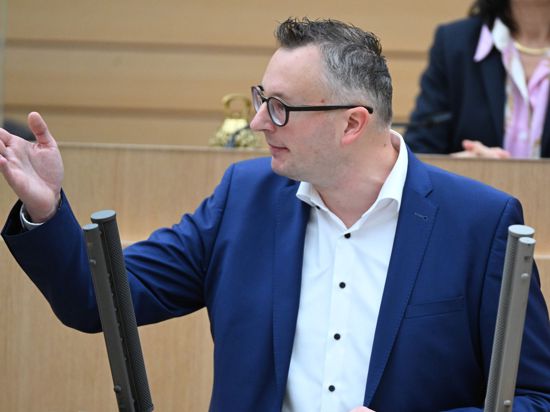 Baden-Württembergs Grünen-Fraktionschef Andreas Schwarz spricht im Landtag.