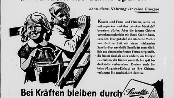 Alte Anzeige von 1949 wirbt für Sanella