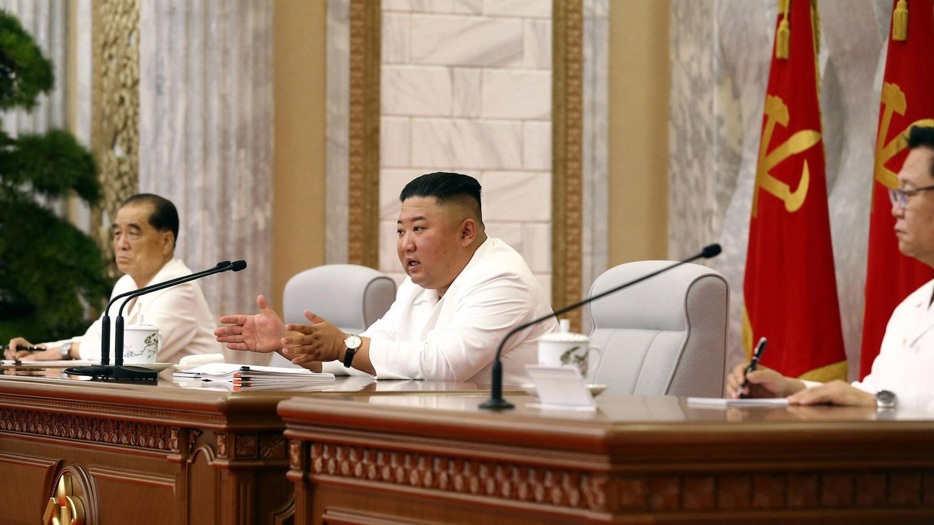 Kim Jong Un während einer Sitzung des Politbüros in Pjöngjang.