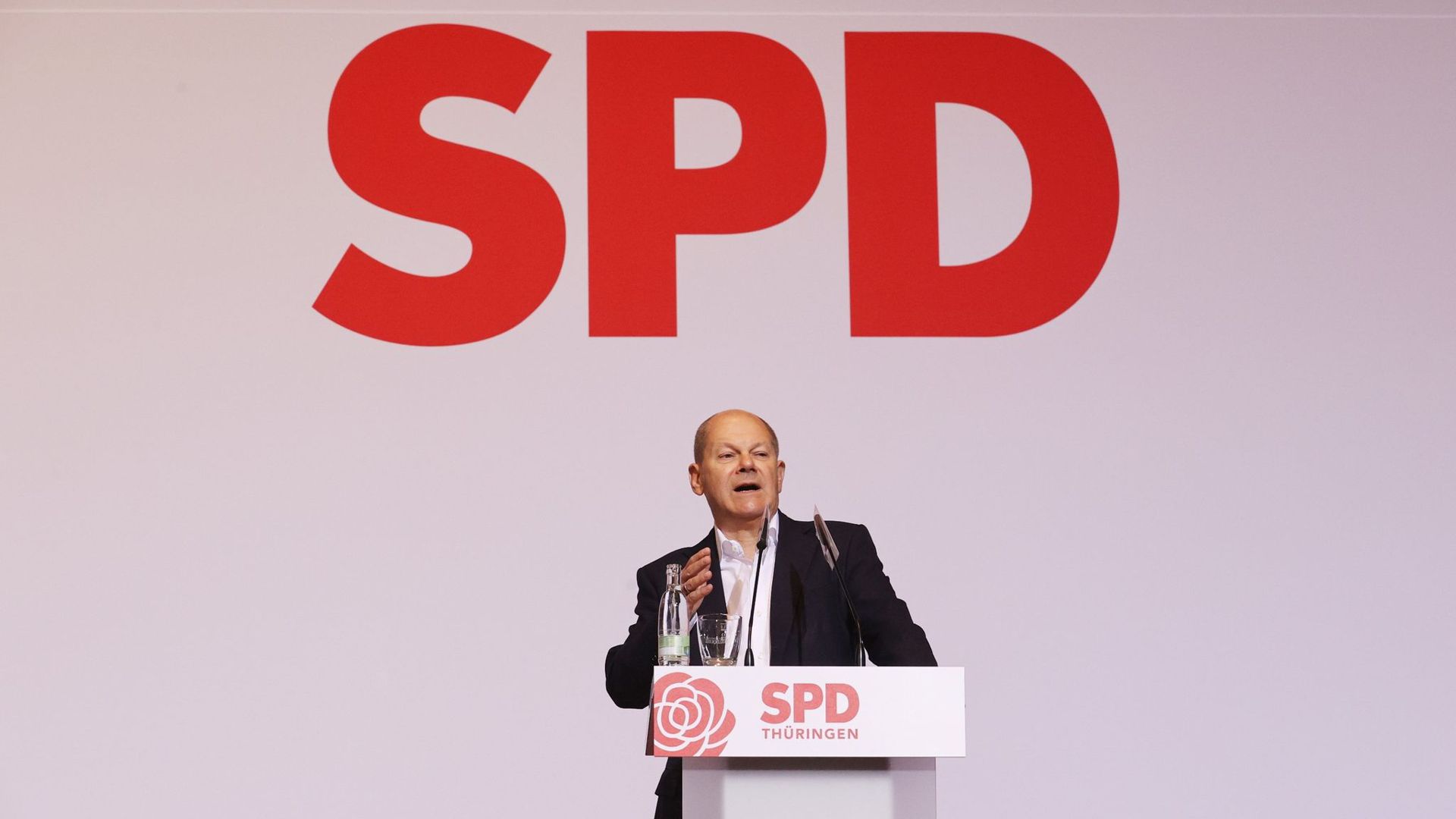Olaf Scholz auf dem Landesparteitag der SPD Thüringen in Bad Blankenburg.