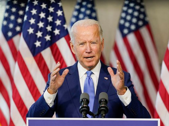 US-Präsidentschaftskandidat Joe Biden spricht im „National Constitution Center“.