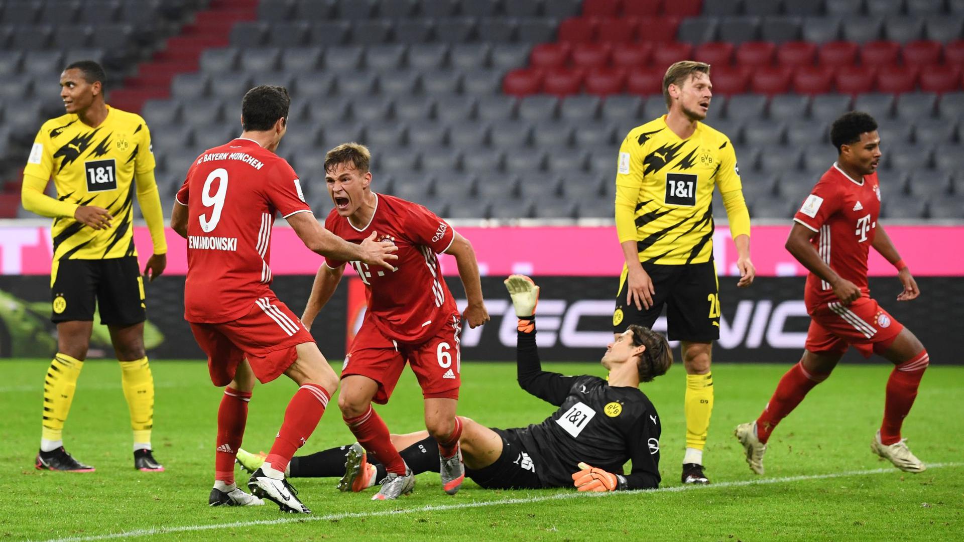 Joshua Kimmich (M) sorgte für den Bayern-Siegtreffer im Supercup gegen den BVB.