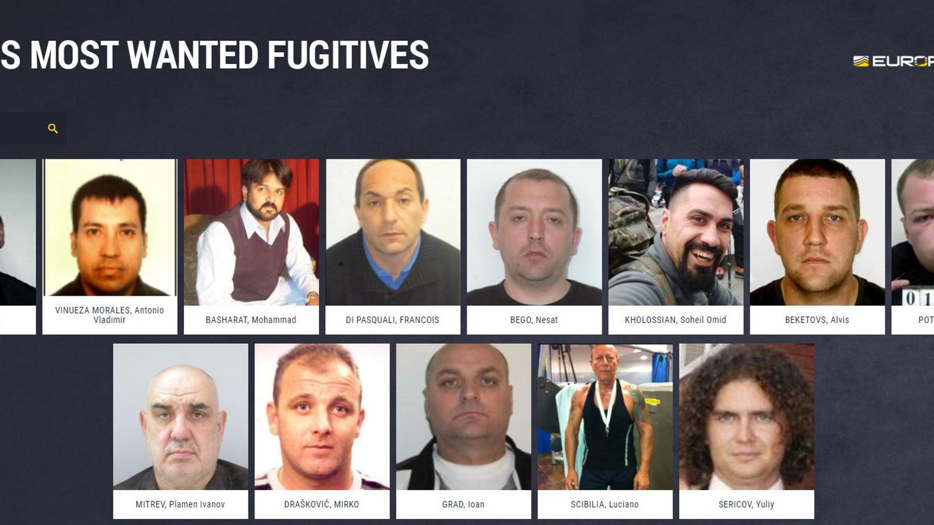 Der Screenshot der Webseite von Europol, „eumostwanted.eu“, zeigt mehrere der laut Europol gefährlichsten Sexualstraftäter Europas.