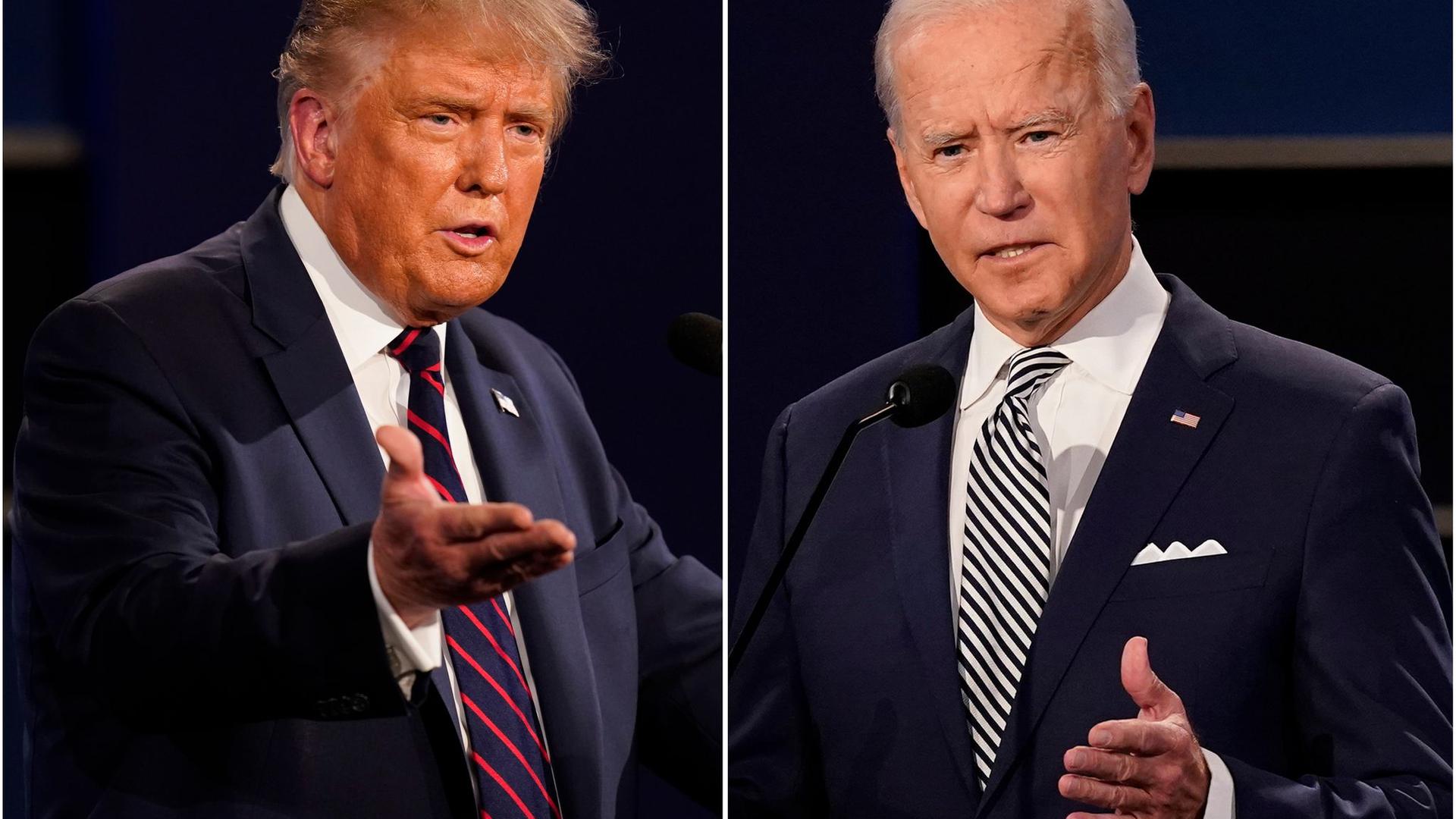US-Präsident Donald Trump (l) und Herausforderer Joe Biden liefern sich ein enges Rennen ums Weiße Haus.
